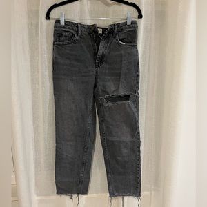 Topshop high-waisted straight light wash black jeans